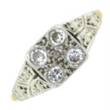 An early 20th century 18ct gold and platinum circular-cut diamond dress ring.