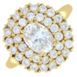 A 14ct gold rock crystal and cubic zirconia cluster ring.