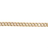 A mid 20th century 9ct gold curb-link bracelet, gathered at a 9ct gold heart-shape padlock clasp.