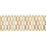 A 1970s 9ct gold tri-colour brick-link bracelet.