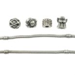 Two bracelets, together with fifteen charms, by Pandora.
