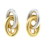 A pair of 18ct gold bi-colour earrings.