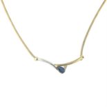 A 9ct gold sapphire and diamond necklace.