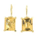 A pair of 9ct gold citrine earrings.