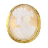 An early 20th century 9ct gold shell cameo brooch.