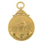 An early 20th century 9ct gold snooker winner's medallion, inscribed 'Neville Francis Fitzgerald
