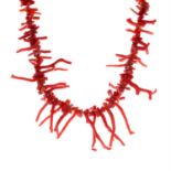 A branch coral single-strand necklace.