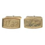 A pair of 9ct gold engraved cufflinks.