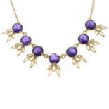 A 9ct gold amethyst necklace.