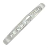 A square-shape diamond half eternity ring.