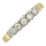 A 9ct gold brilliant-cut diamond five-stone ring.