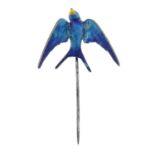 An early 20th century silver and enamel swallow pin, by Meyle & Mayer.