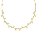 A 9ct gold foliate link necklace.