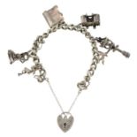 Two curb-link charm bracelets.