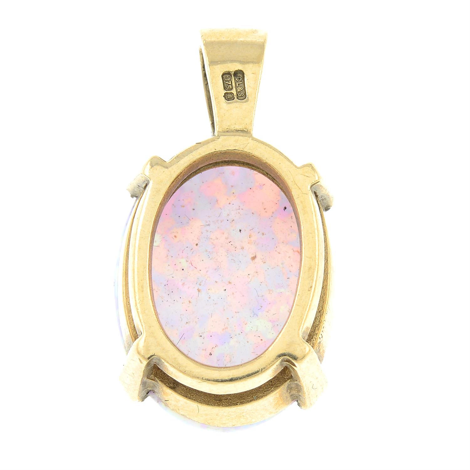 A 9ct gold synthetic opal pendant. - Image 2 of 2