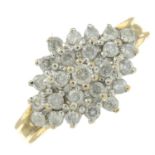 A 9ct gold brilliant-cut diamond cluster ring.