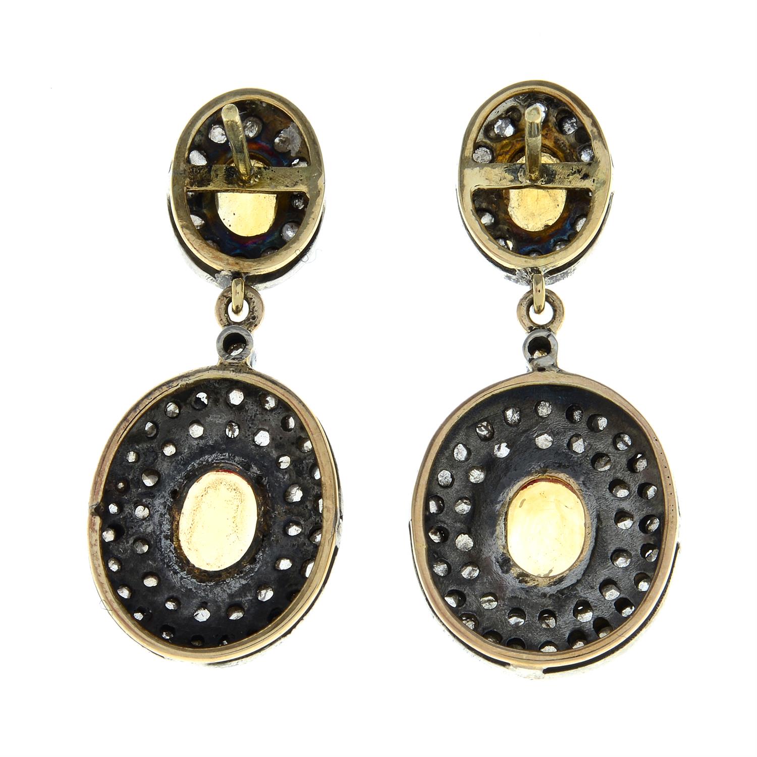 A pair of citrine and diamond earrings. - Image 2 of 2