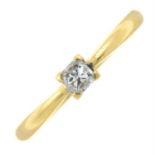 An 18ct gold square-shape diamond single-stone ring.