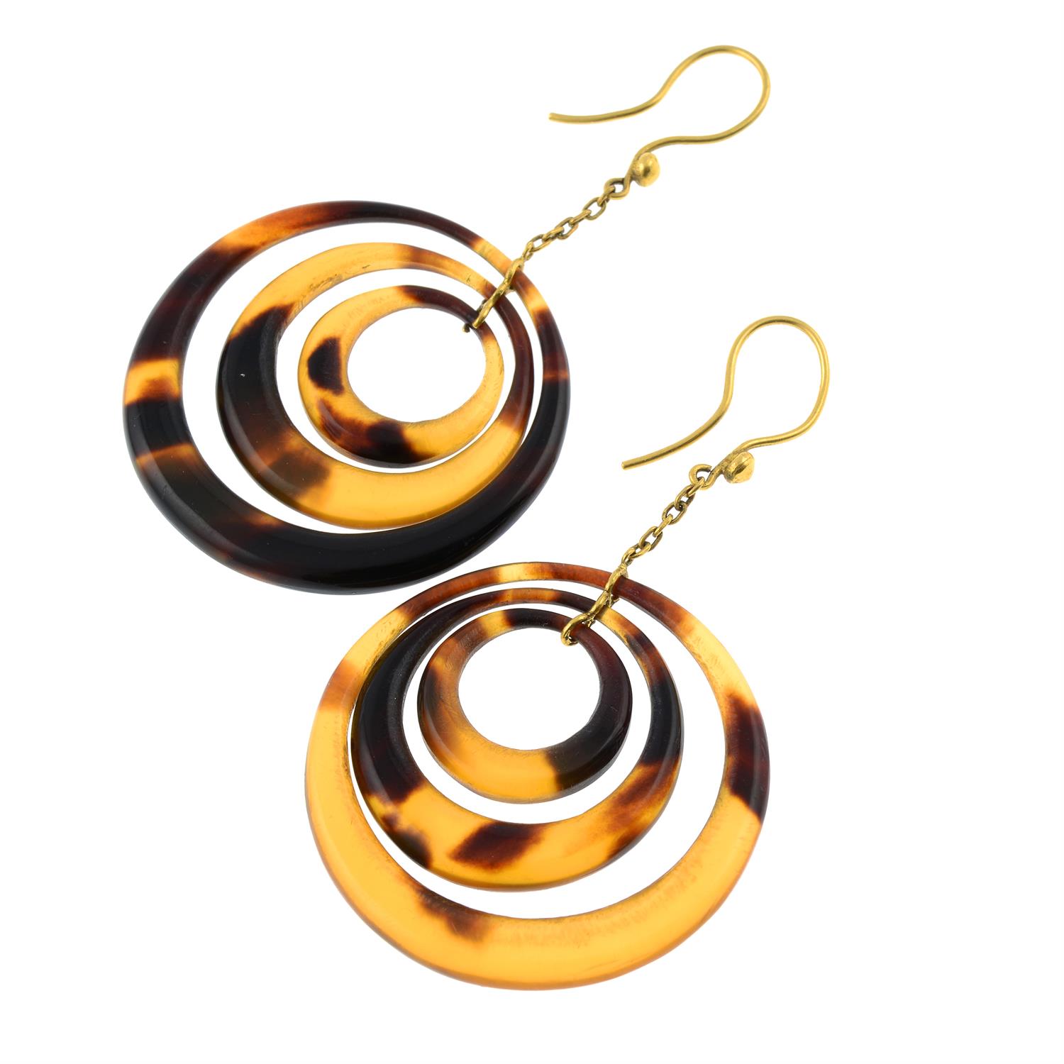 A pair of tortoiseshell drop earrings. - Image 2 of 2