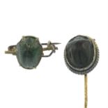 Two early 20th century scarab beetle jewellery.