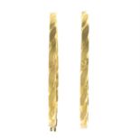 Two pairs of 9ct gold hoop earrings.