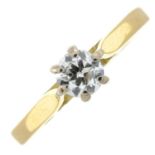 An 18ct gold diamond single-stone ring.