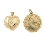 Two 9ct gold lockets.