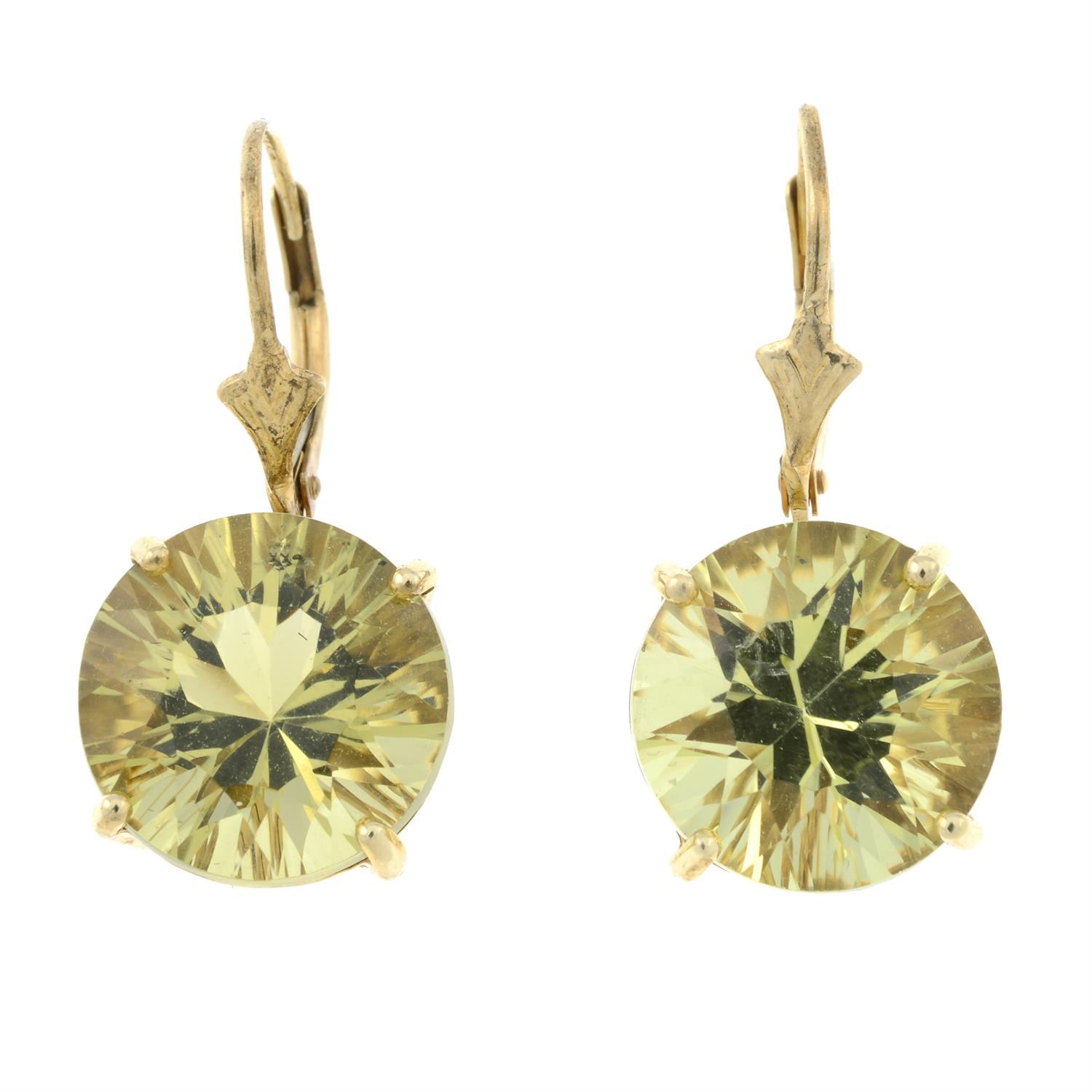 A pair of citrine earrings.