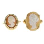 Two shell cameo rings.