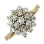 A 9ct gold old-cut diamond cluster ring.