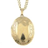 A 9ct gold locket pendant, with curb-link chain.