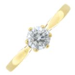 An 18ct gold brilliant-cut diamond single-stone ring.