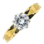 An 18ct gold brilliant-cut diamond single-stone ring.