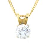 An 18ct gold brilliant-cut diamond pendant, with 18ct gold trace-link chain.