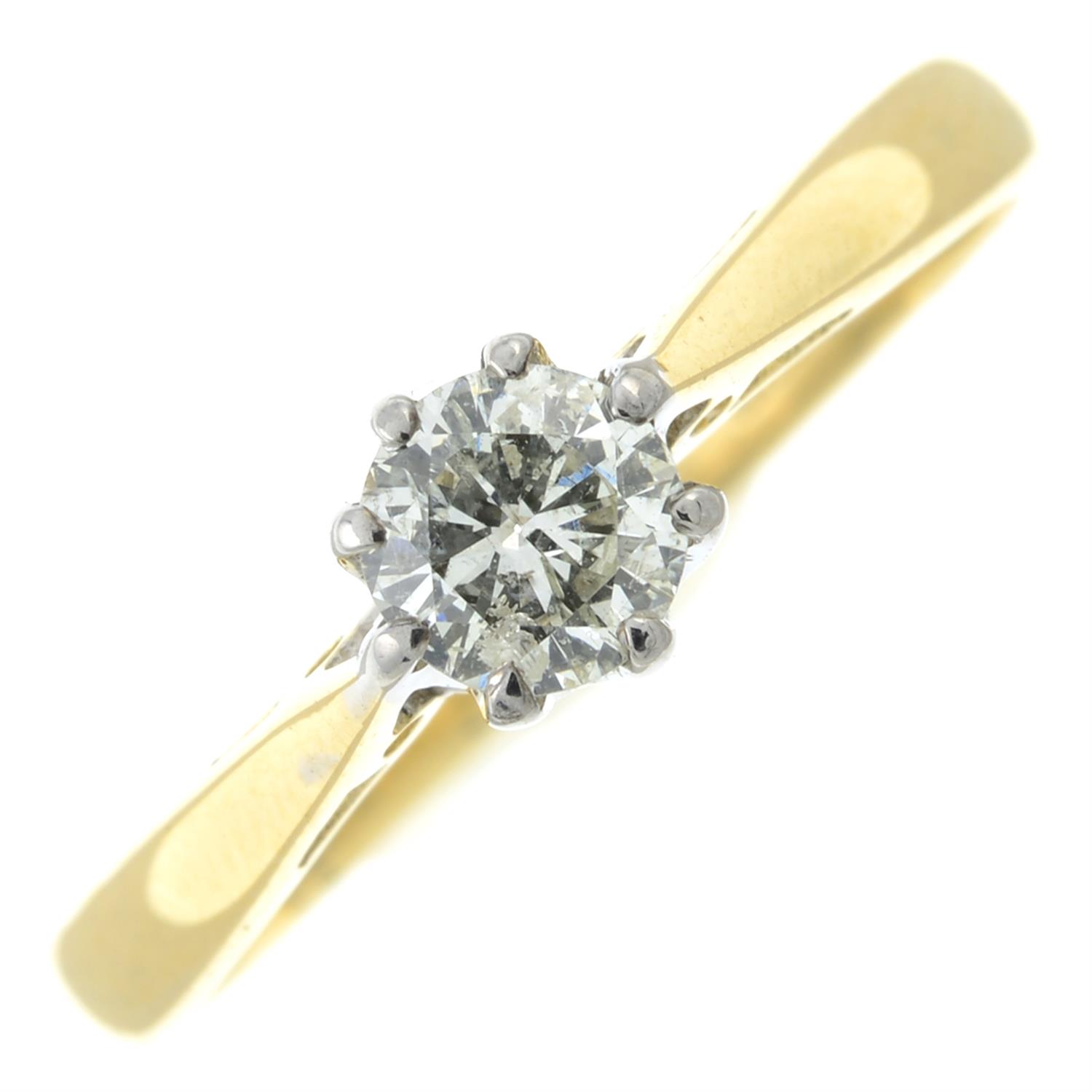 An 18ct gold brilliant-cut diamond single-stone ring.