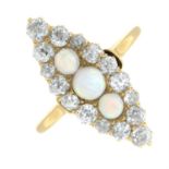 An early 20th century 18ct gold opal and old-cut diamond dress ring.