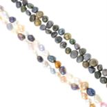 A selection of dyed freshwater cultured pearl and bead jewellery, comprising necklaces,