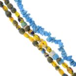 A selection of mainly beaded gem necklaces, to include a branch coral necklace.