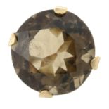 A 9ct gold smoky quartz single-stone ring.