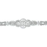 A mid 20th century platinum vari-cut diamond bracelet.