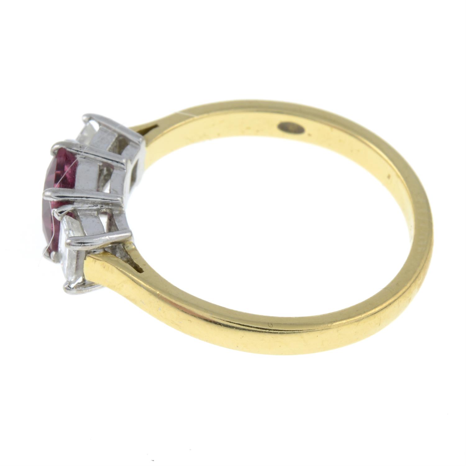 An 18ct gold pink tourmaline and diamond ring. - Image 2 of 3
