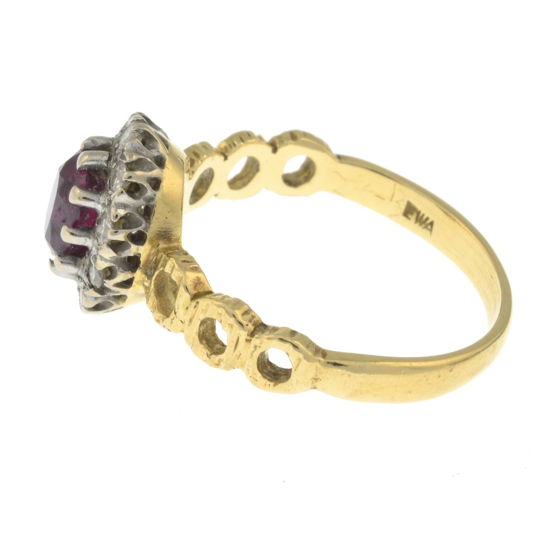 An 18ct gold ruby and brilliant-cut diamond cluster ring. - Image 2 of 3