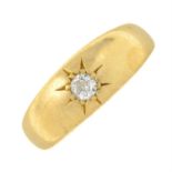 An early 20th century 18ct gold old-cut diamond single-stone ring.