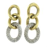 A pair of 9ct gold bi-colour diamond earrings.