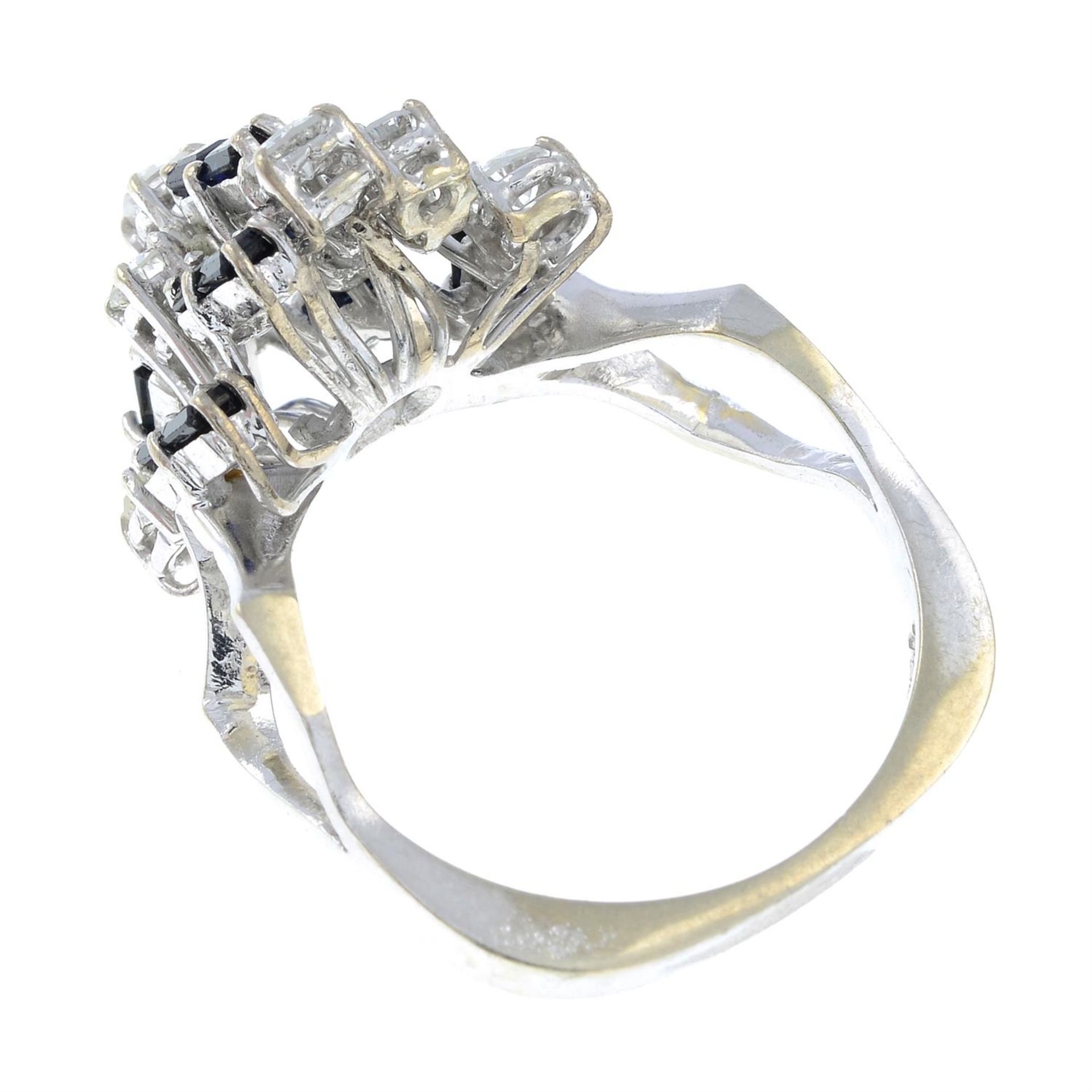 A mid 20th century sapphire and diamond abstract cluster ring. - Image 2 of 2