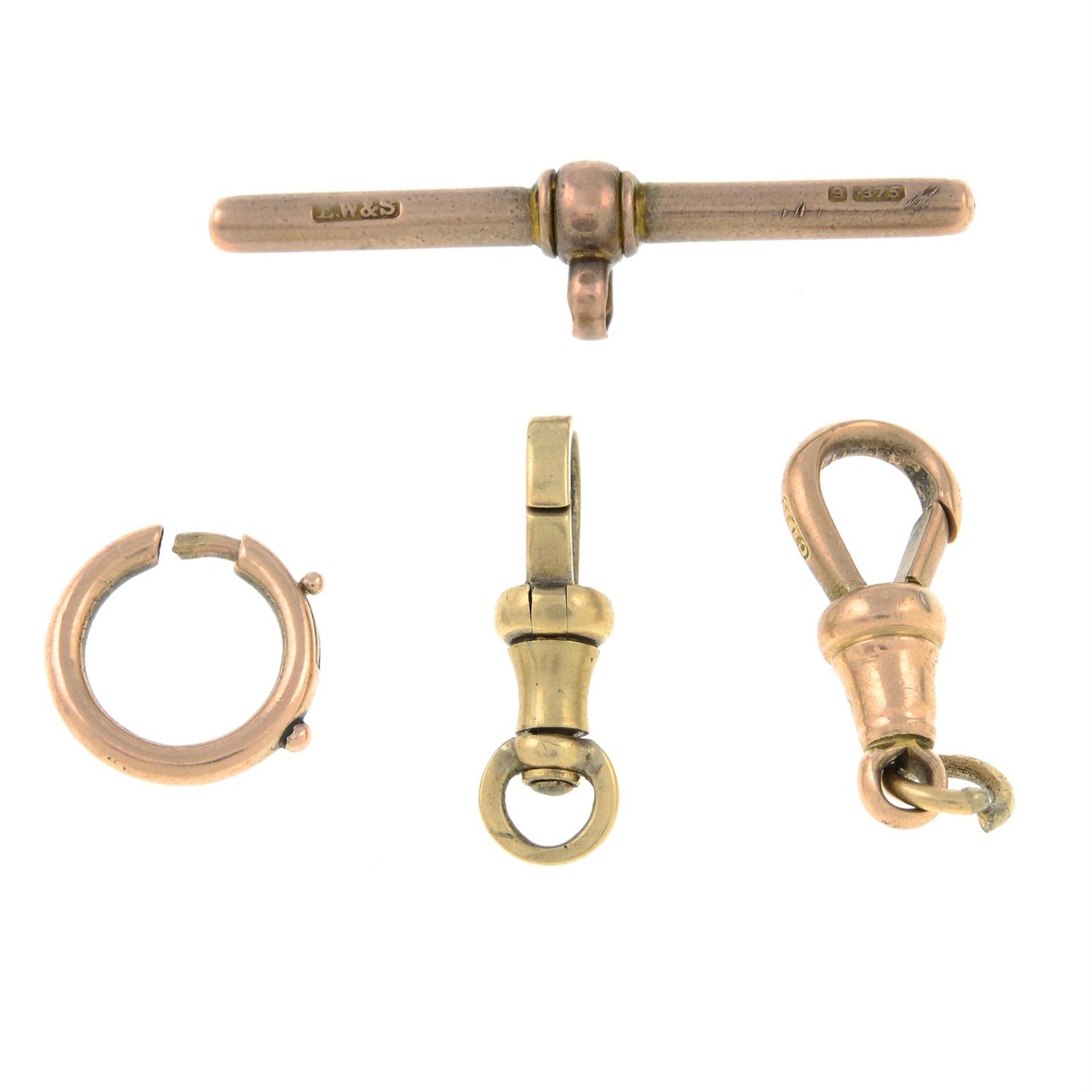 Two lobster clasps, one T-bar and a ring clasp. - Image 2 of 2