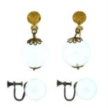 Two pairs of gem-set earrings.