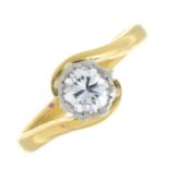 An 18ct gold brilliant-cut diamond single-stone ring.