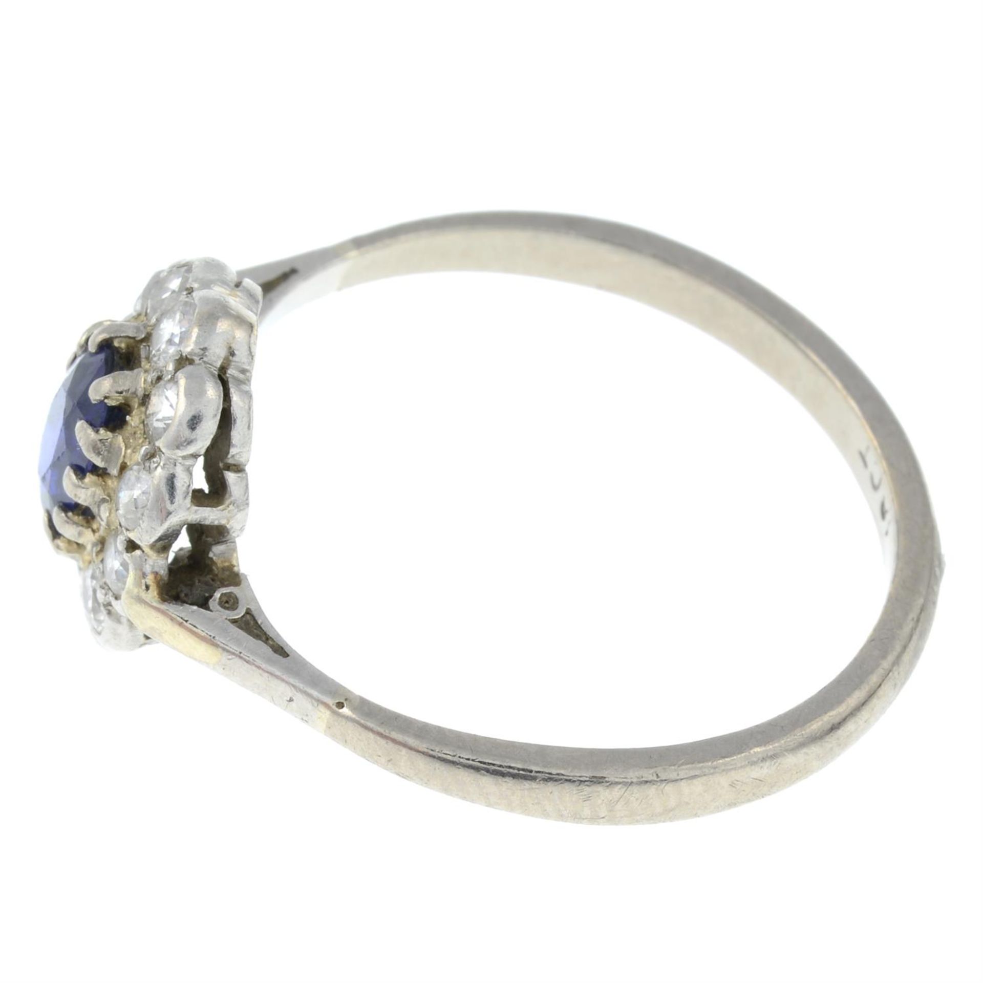 A sapphire and diamond cluster ring. - Image 2 of 3