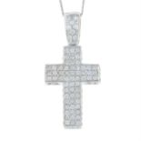 An 18ct gold pavé-set diamond cross pendant.